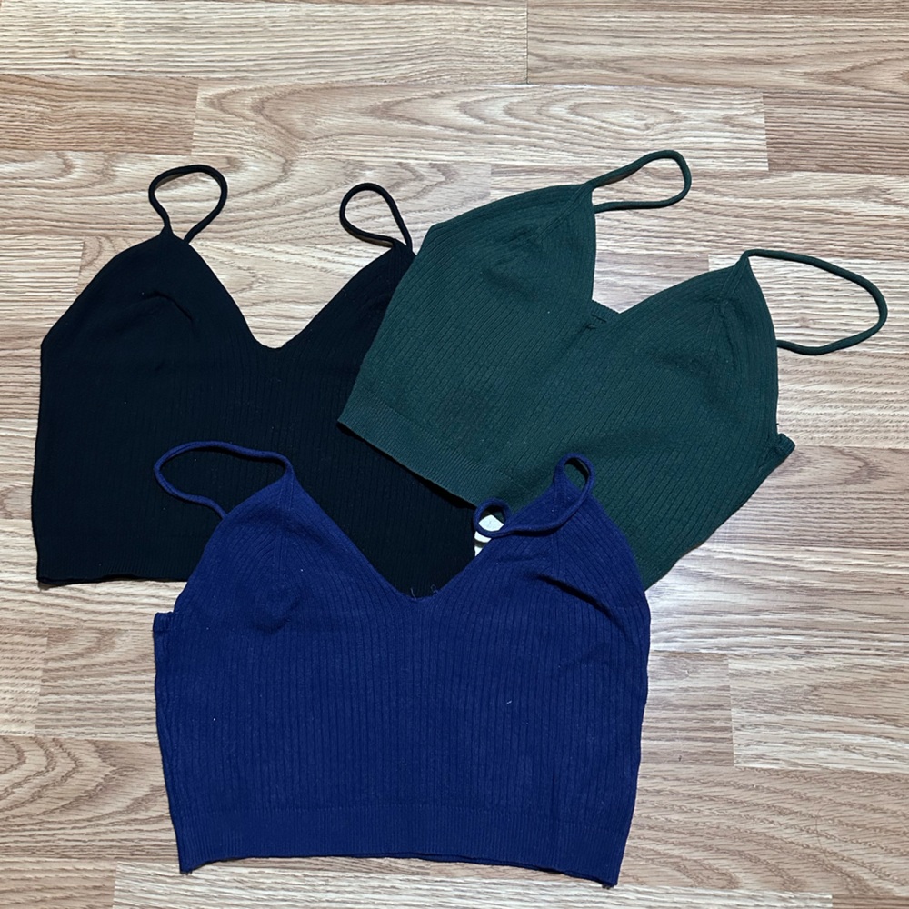 3 pack Ribbed Bottoms - Blue, Green, Black